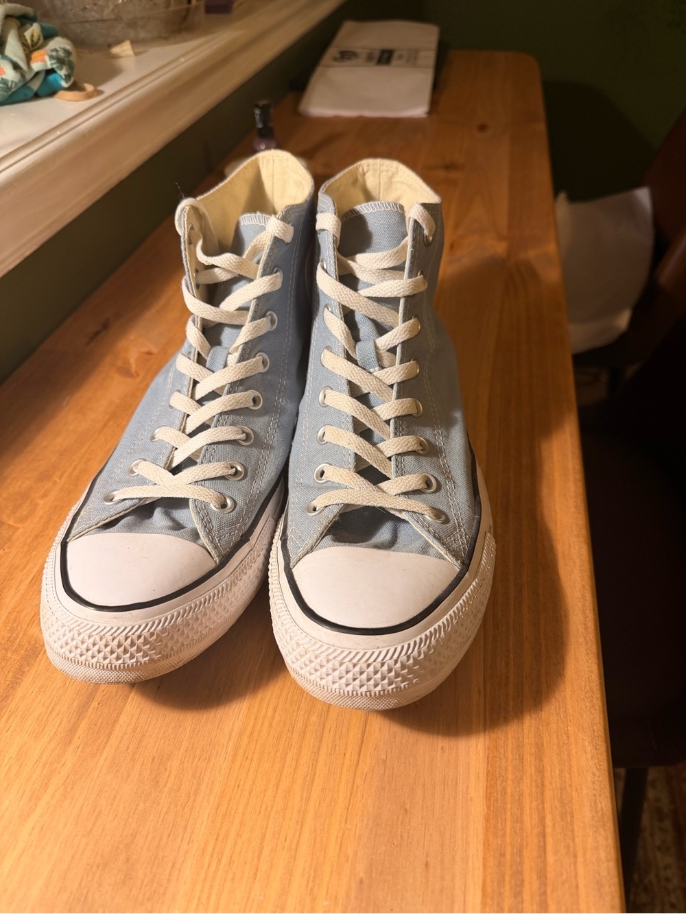 Converse High-Top Canvas Sneakers in Light Blue and White